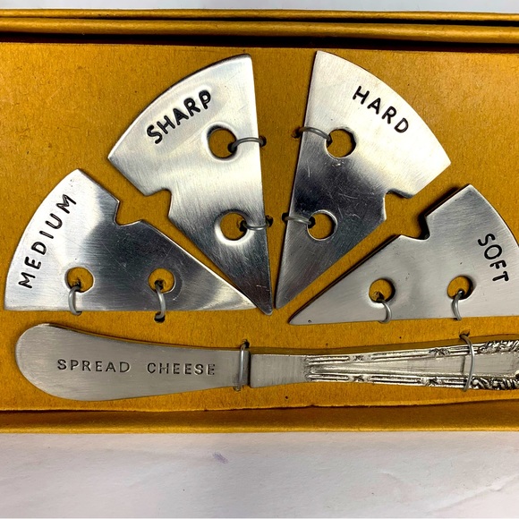 NIB Stainless Steel 5 Piece  Wedge Cheese Markers and Spreader Set - Picture 1 of 5